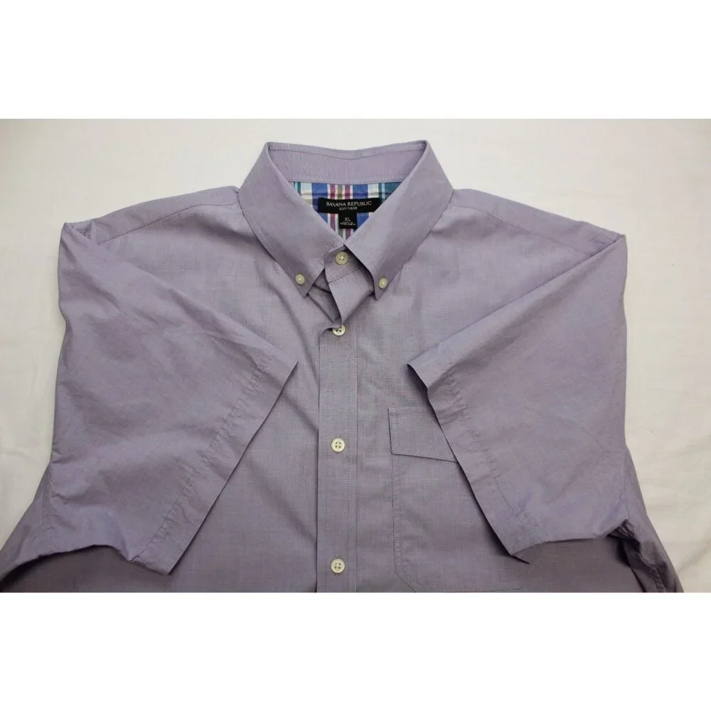 Banana Republic men's soft‎ wash light purple short sleeve button down shirt XL